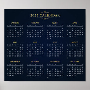 Calendrier 2025 simple mais élégant   Affiche