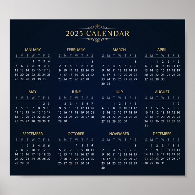 Calendrier 2025 simple mais élégant | Affiche (Devant)