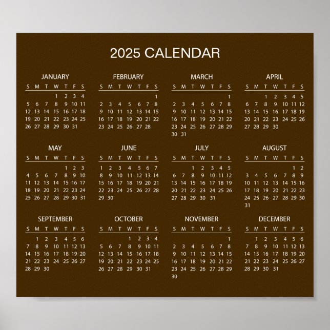 Calendrier 2025 simple mais élégant | Affiche (Devant)