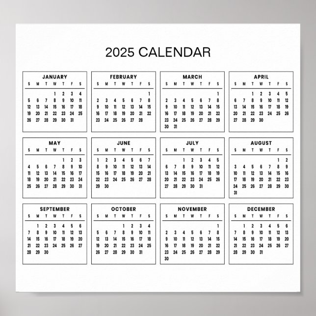 Calendrier 2025 simple mais élégant | Affiche (Devant)
