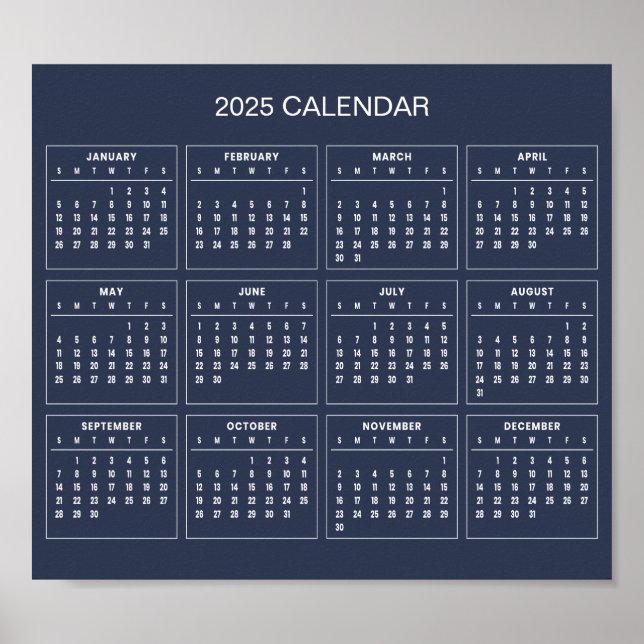 Calendrier 2025 simple mais élégant | Affiche (Devant)