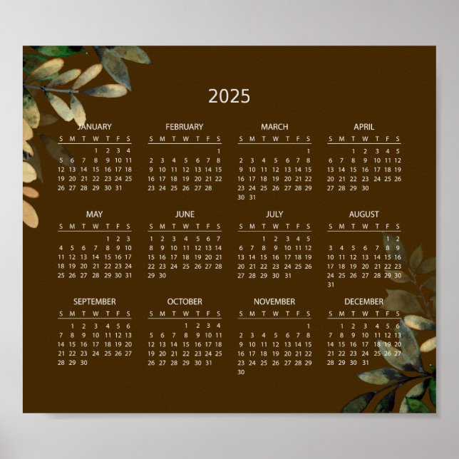 Calendrier 2025 simple mais élégant | Affiche (Devant)