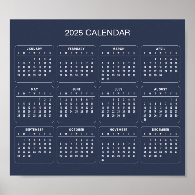 Calendrier 2025 simple mais élégant | Affiche (Devant)