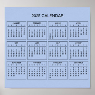Calendrier 2025 simple mais élégant   Affiche