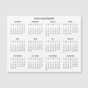 Calendrier 2025 simple mais élégant   Carte magnét