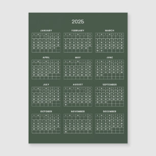 Calendrier 2025 simple mais élégant   Carte magnét