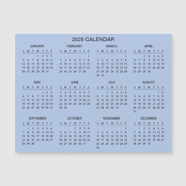 Calendrier 2025 simple mais élégant | Carte magnét (Devant)