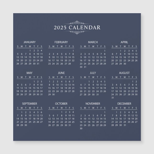 Calendrier 2025 simple mais élégant | Carte magnét (Devant)