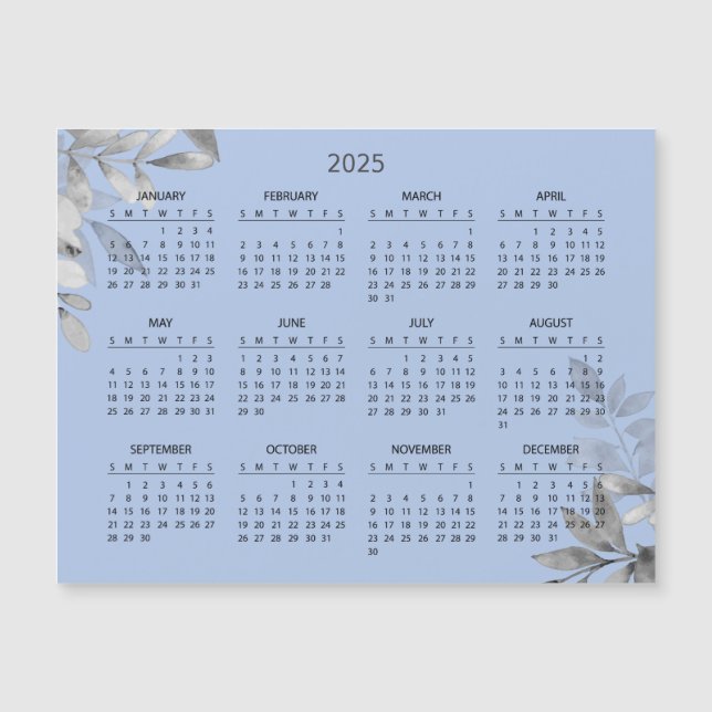 Calendrier 2025 simple mais élégant | Carte magnét