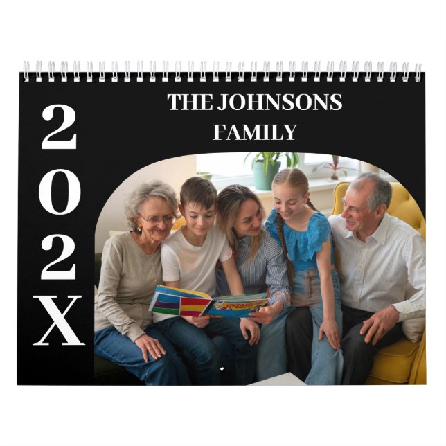 Calendrier 2025 Simple moderne personnalisé famille de photos (Protection)