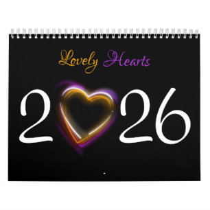 Calendrier 2026   12 Beaux Coeurs Romantiques