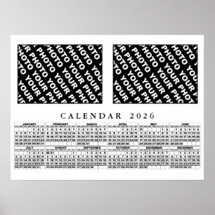 Calendrier 2026 Ajouter 2 Photos Poster 24x18in