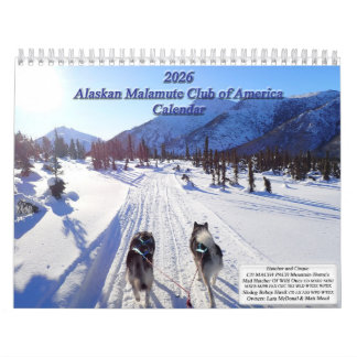 Calendrier 2026 Alaskan Malamute Club of America Calendar