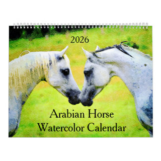 Calendrier 2026  Arabian Horse Lover Gift Watercolor Painting