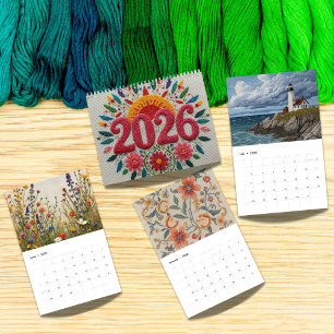 Calendrier 2026 Art de broderie moderne Esthétique