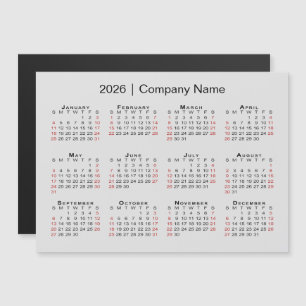 Calendrier 2026 avec nom commercial Gris Magnet