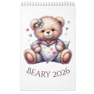 Calendrier 2026 avec nounours mignon