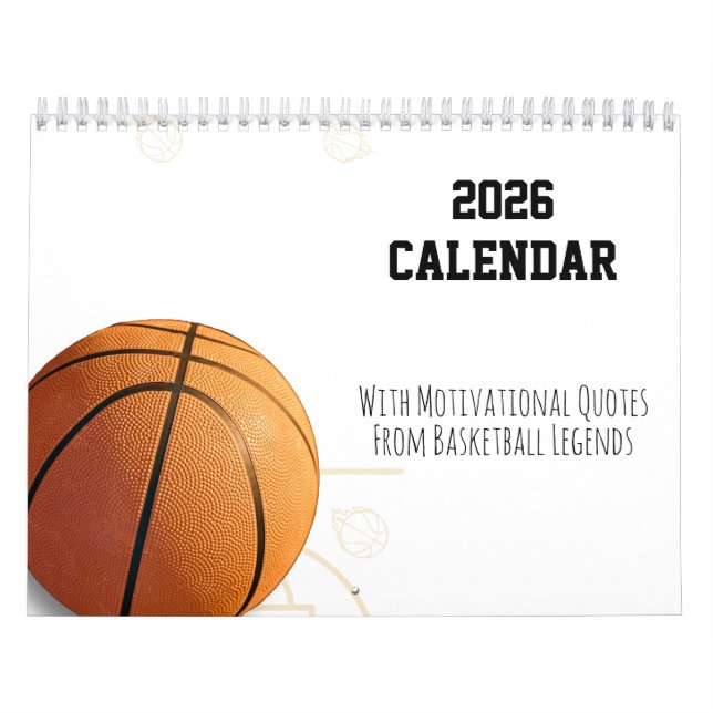Calendrier 2026 Calendar Basketball Motivational Quotes  (Protection)