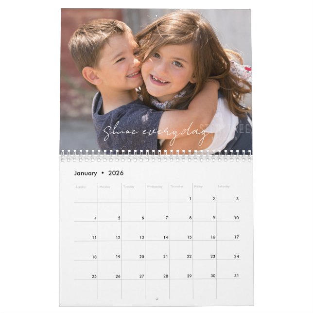 Calendrier 2026 Calendar Motivational With Family Photos (Jan 2026)