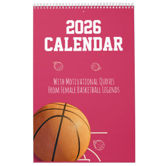 Calendrier 2026 Calendar Pink  Basketball For Teen Girl Women