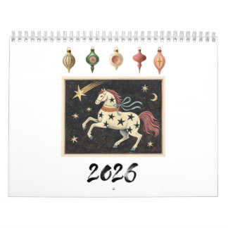 Calendrier 2026 Calendar Retro Vintage Illustration Art