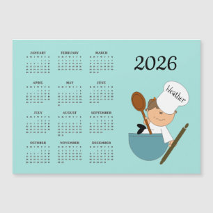 Calendrier 2026 Carte Magnétique Chef Baker Design