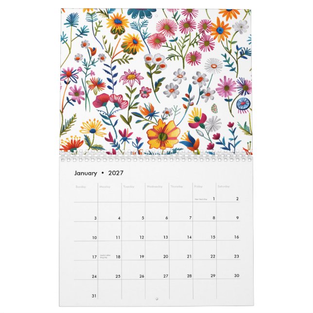 Calendrier 2026 Classic Wildflower Pattern Calendar (Jan 2027)