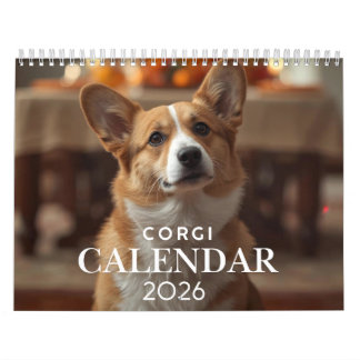 Calendrier 2026 Corgi Calendar – 12 Month Wall Calendar