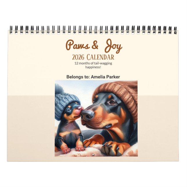 Calendrier 2026 Custom Dog Calendar Wall Art – Photo Calendar (Protection)