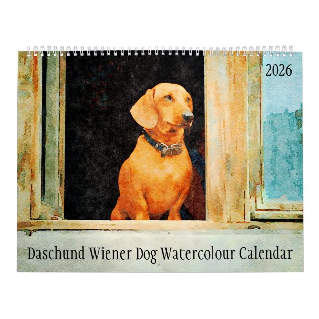 Calendrier 2026 Daschund Wiener Dog  (Protection)