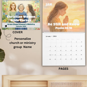 Calendrier 2026 de versets bibliques aquarelle pou