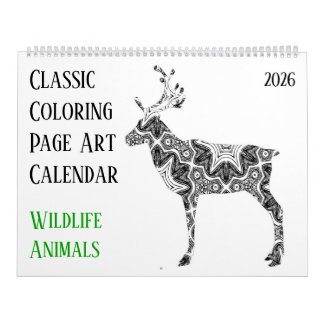 Calendrier 2026 Deer Bear Wildlife Animals - Adult Coloring
