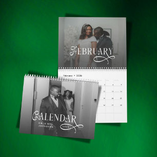Calendrier 2026 Élégant Mariage Moderne Photo Jeunes Mariés