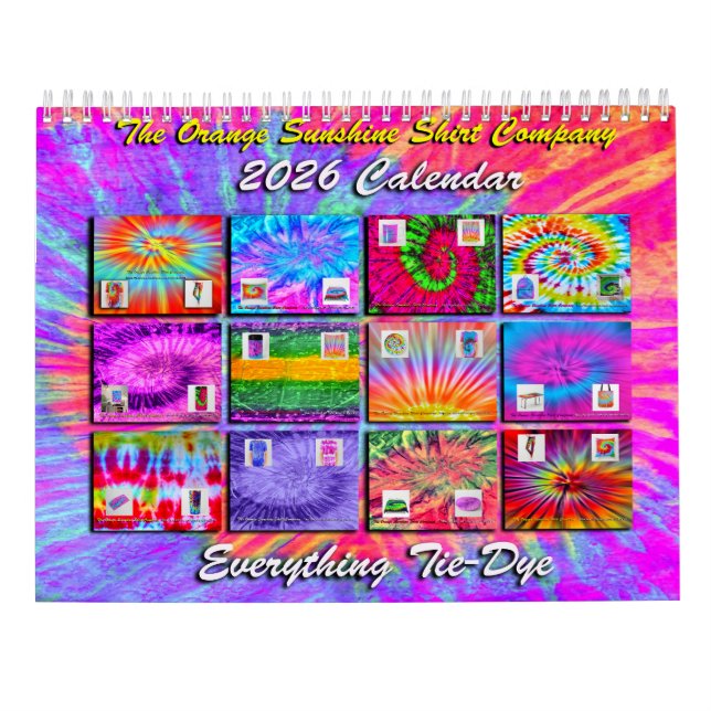 Calendrier 2026 Everything Tie-Dye Calendar (Dos)