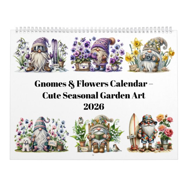 Calendrier 2026 Gnomes & Birth Flowers Calendar (Protection)