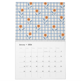 Calendrier 2026 Grandmillenial Pastel Floral Art Calendar