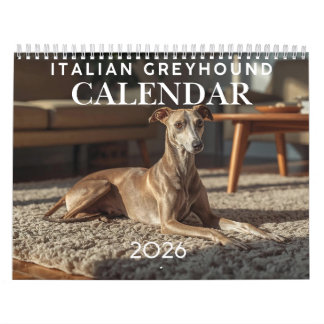 Calendrier 2026 Italian Greyhound Wall Calendar 