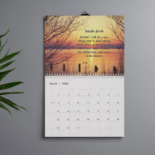 Calendrier 2026 KJV Bible Scripture Paysages chrétiens