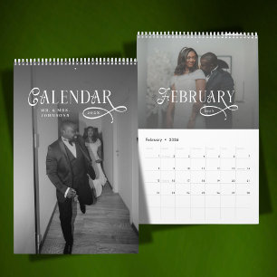 Calendrier 2026 Mariage Élégant Moderne Photo Jeunes Mariés