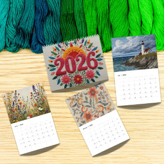 Calendrier 2026 Modern Cross Stitch Art | Aesthetic 