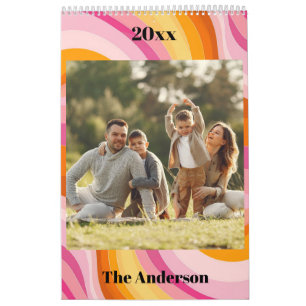 Calendrier 2026 Photo de famille personnalisée Vintage 70s