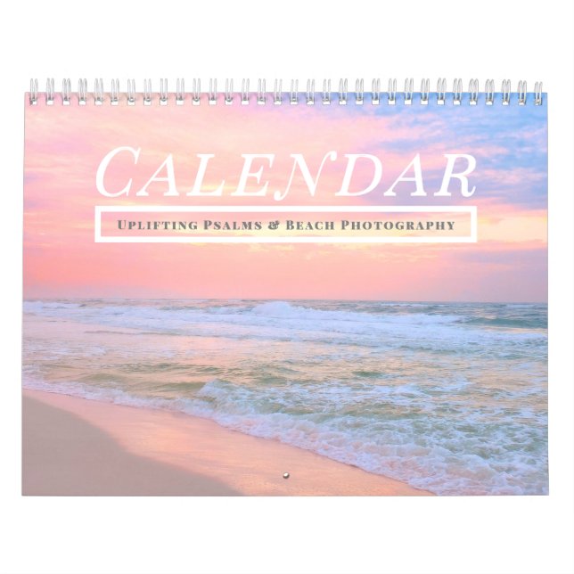Calendrier 2026 Plage tropicale à l'appui Psaumes Bible Verse (Protection)