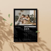Calendrier 2026 Portrait noir et blanc - Janvier