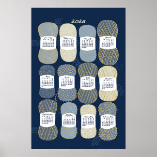 Calendrier 2026 Poster Bleu et Or
