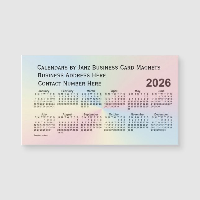 Calendrier 2026 Rainbow Cloud par Janz Magnet (Devant)