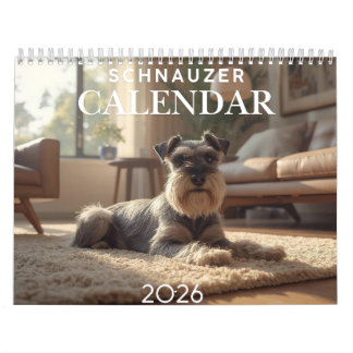 Calendrier 2026 Schnauzer 12-Month Wall Calendar
