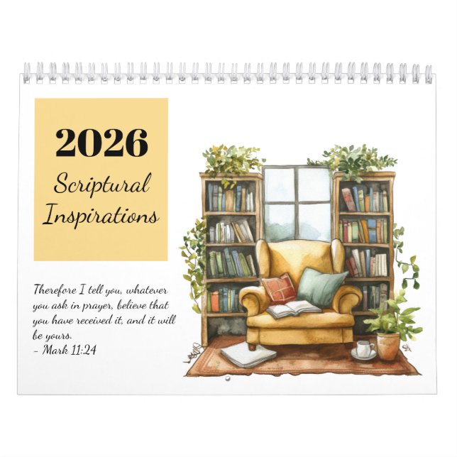 Calendrier 2026 Watercolor Scriptural Inspirations Calendar (Protection)