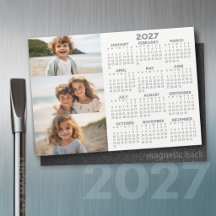 Calendrier 2027 - 3 Photos - Magnet Basic Grey Bla