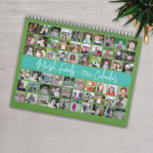 Calendrier 2027 - 60 Photo Famille Moderne Vert Turquoise