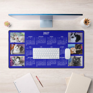Calendrier 2027 en collage photo Bleu Royal et Bla